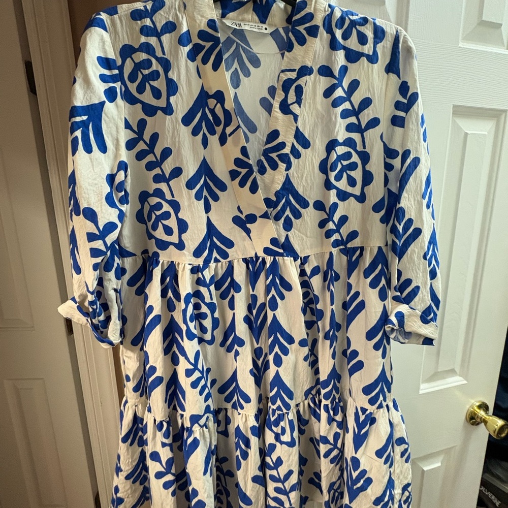 Blue and White Floral Dress